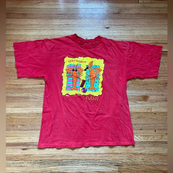 Vintage Cuba Varadero Lobster T-Shirt / XL / 90s / Single Stitch - Picture 2 of 6